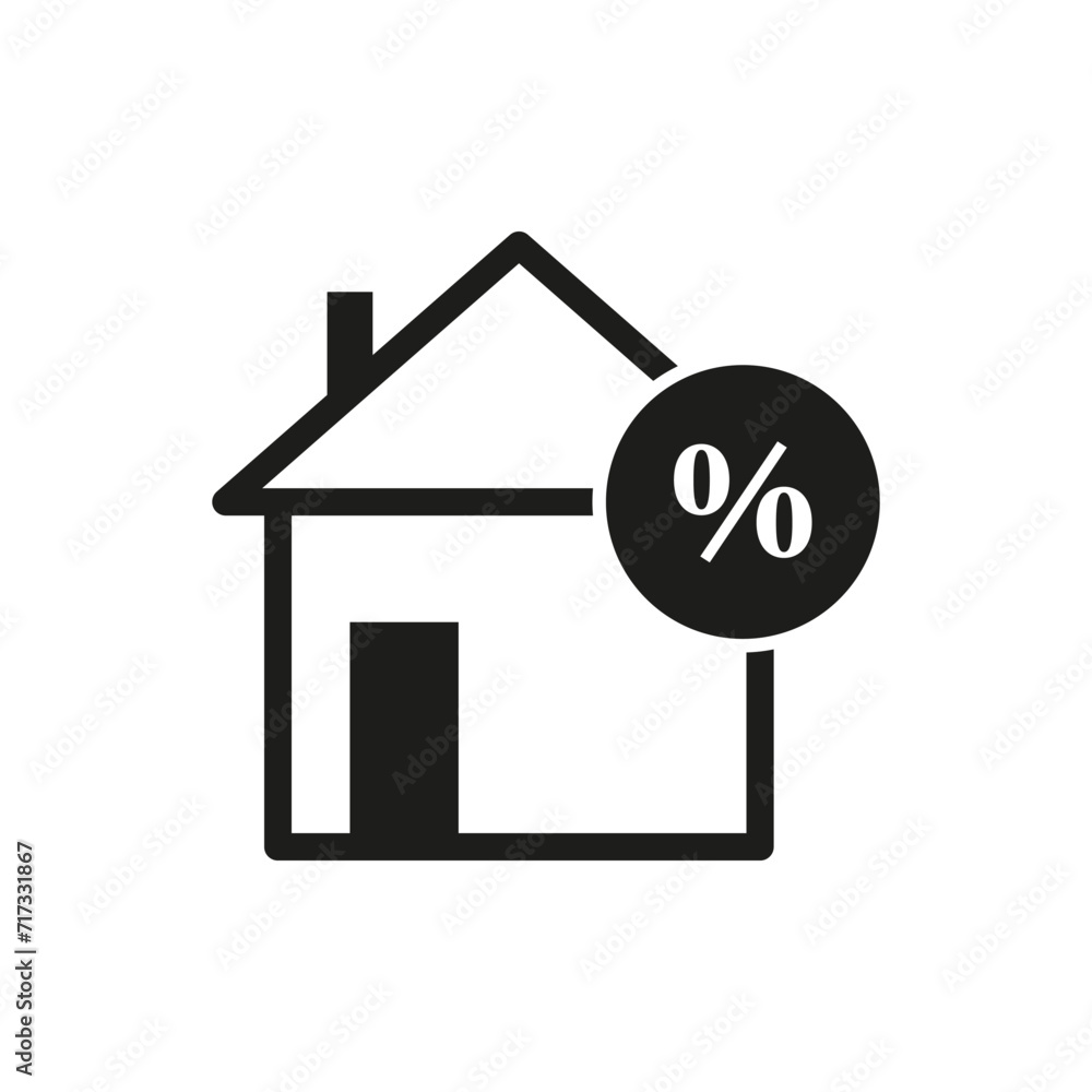 Property discount icon. House tax fee icon. Vector illustration. EPS 10. Property discount icon. House tax fee icon. Vector illustration. EPS 10.