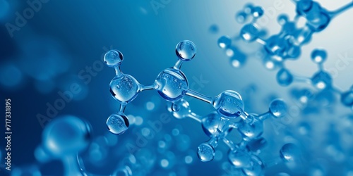 transparent molecule model over blue background
