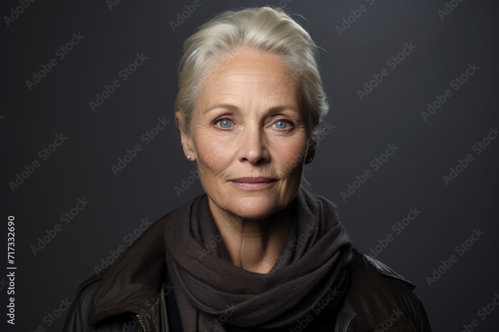 Portrait of a beautiful senior woman on a dark background. Beauty, fashion. Portrait of a beautiful senior woman on a dark background. Beauty, fashion.