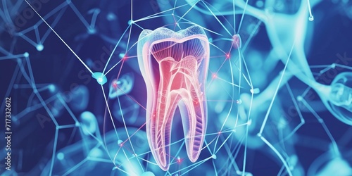 Valokuva tooth pain hologram representation over medical background