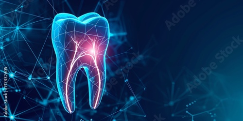tooth pain hologram representation over medical background photo