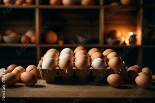 Cuadro en lienzo Eggs in a carton