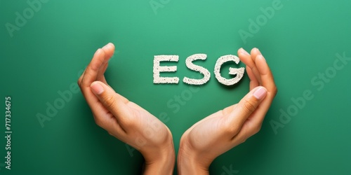 Hands presenting ESG sign, for environmental social governance