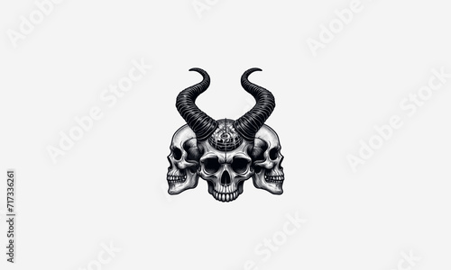 head skull with horn vector illustration flat design
