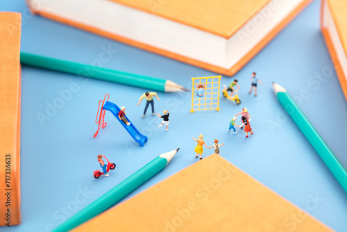 Miniature creative books and elementary school kids