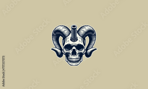 head skull with horn vector illustration flat design