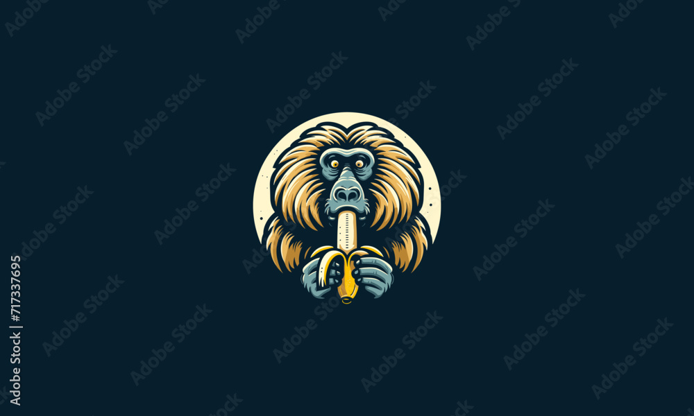 logo design of a baboon eat banana vector flat design Stock Vector ...