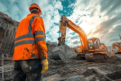 Construction Worker with Excavator