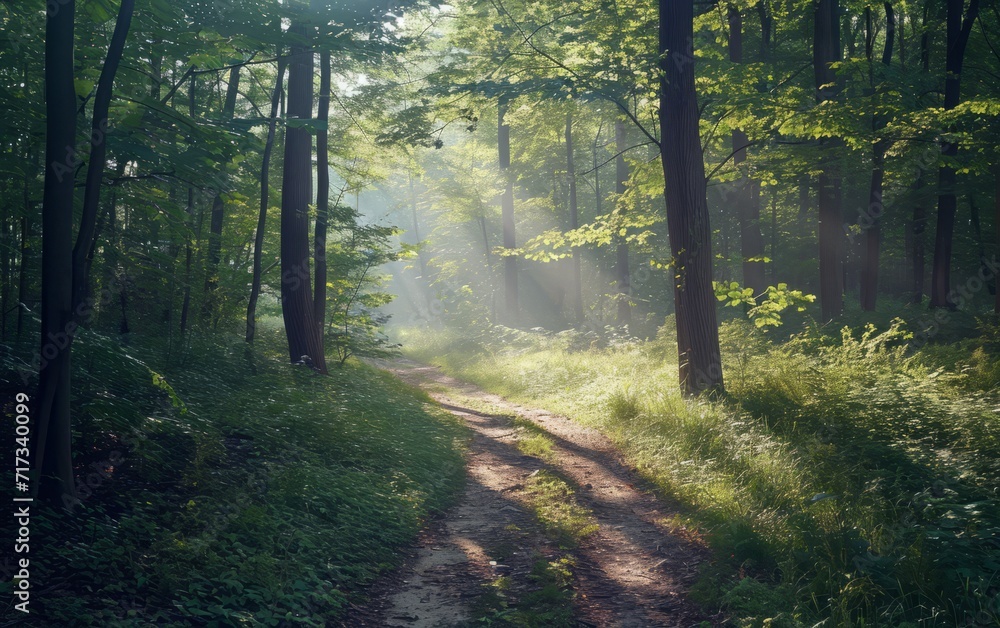 Obraz premium Sunlit Forest Pathway