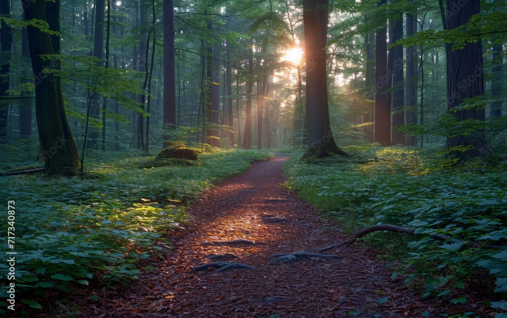 Obraz premium Sunlit Forest Pathway
