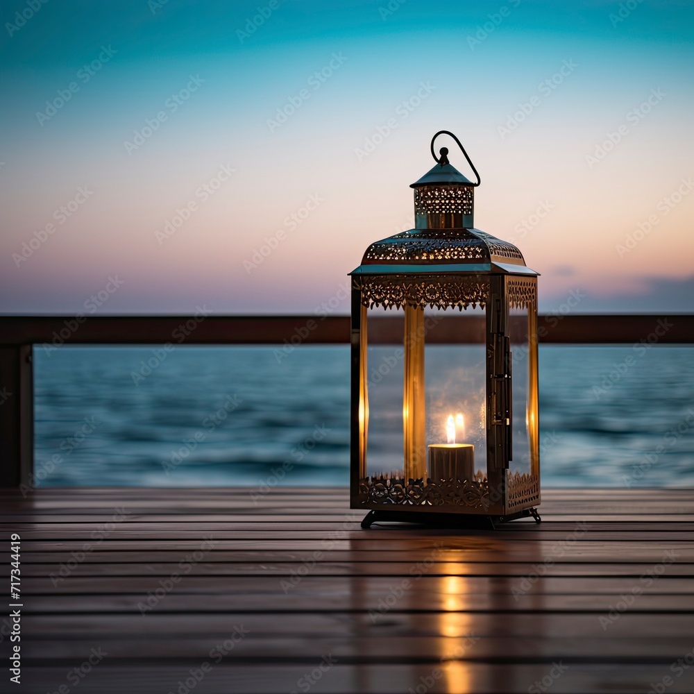 Elegant Lantern Overlooking a Calm Seascape