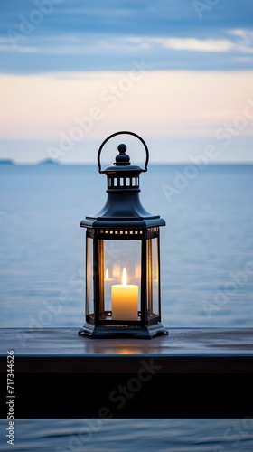 Elegant Lantern Overlooking a Calm Seascape