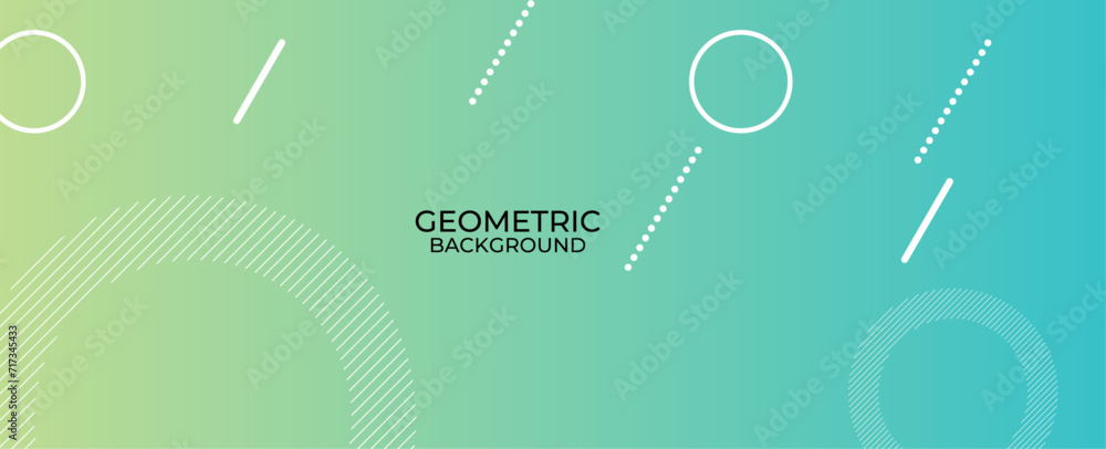 Blue and yellow gradient geometric line shape background. Modern blue and yellow gradient circle lines pattern. Futuristic technology concept. Horizontal banner template. Vector illustration