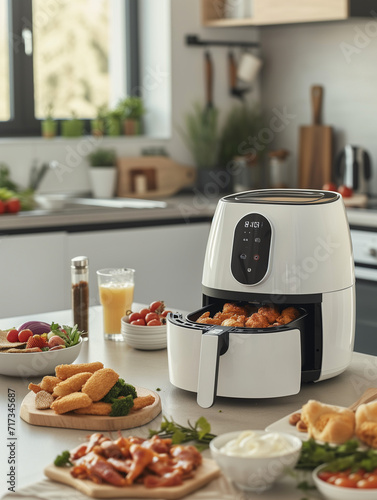  Variety food on the table, cooked in the air fryer