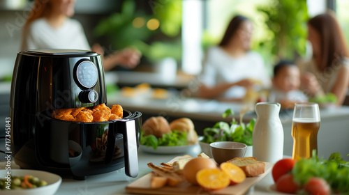  Variety food on the table, cooked in the air fryer