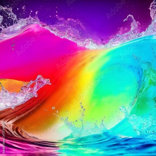 Sea ana water wave mix colorful abstract background photo generative ai