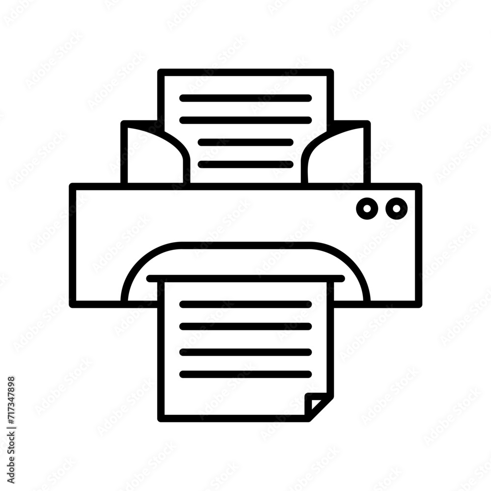 Printer icon or logo illustration outline black style