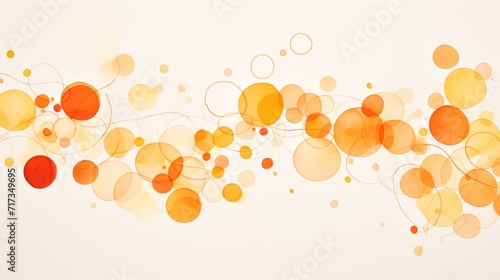 Soft watercolor circles in Tangerine, Pumpkin Orange colors. Trendy background with creative drawing. Festive card, wallpaper.