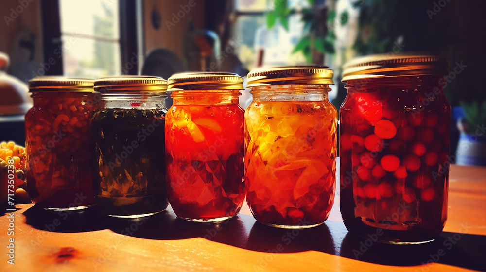 homemade preserves in transparent jar for he winter homemade preserves in transparent jar for he winter