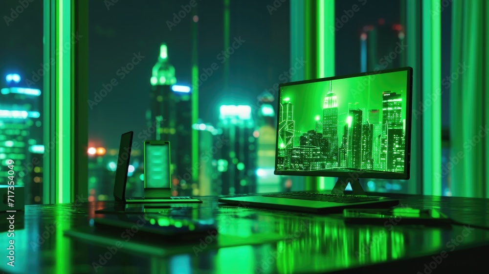 neon green background low rise building neon green background low rise building