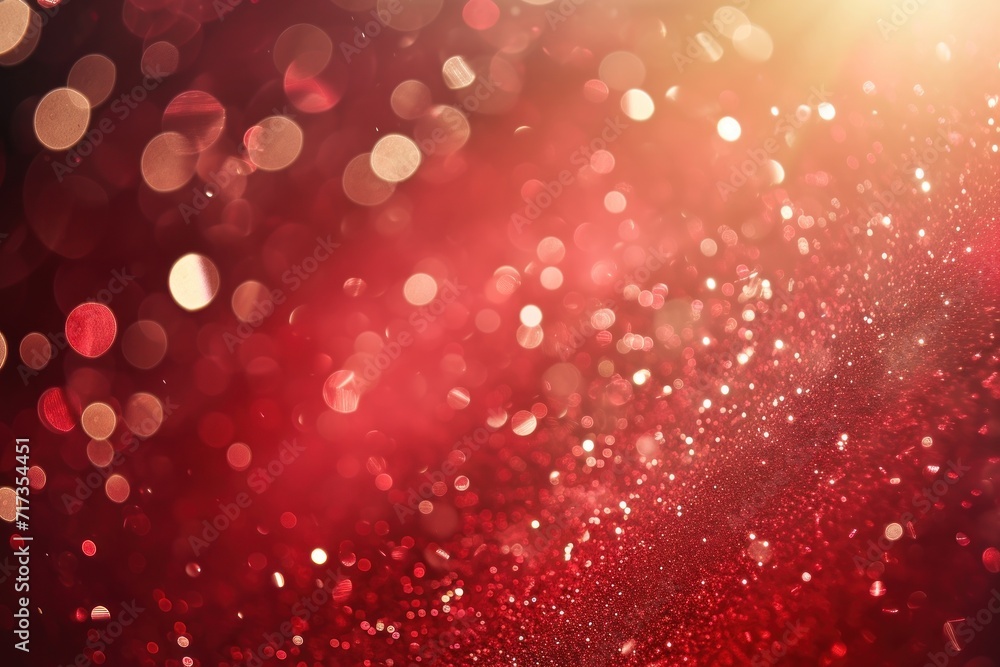 Red background with falling glitter particles beautiful festive sparkling background. Generative AI. Red background with falling glitter particles beautiful festive sparkling background. Generative AI.