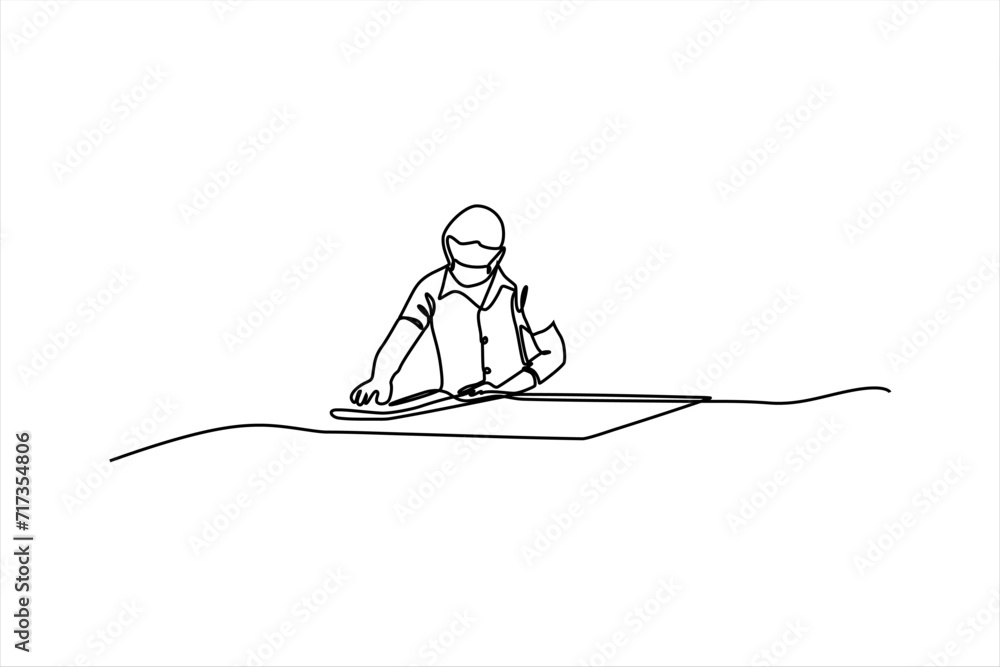 continuous line vector illustration design of a contractor