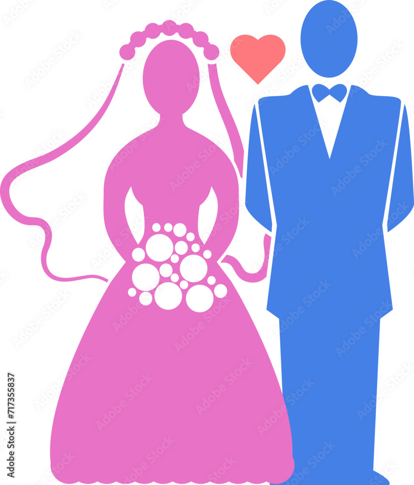 Chic Pink and Blue Wedding Day Bliss Vector Art Chic Pink and Blue Wedding Day Bliss Vector Art