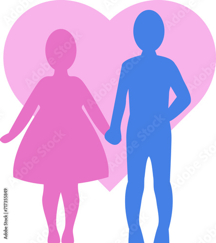 Colorful Romance Couple and Heart Passion Vector