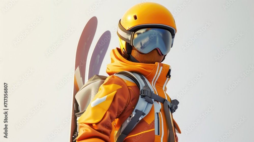 Cartoon digital avatar of Powder Pro This avatar is a seasoned pro, dressed in sleek and technical ski attire, making them the perfect instructor for advanced skiers.