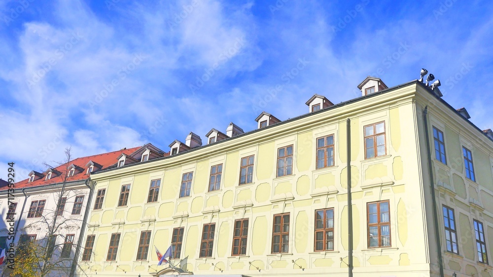 Slovakia, Bratislava, old town hall along Rhine river and Danube river
