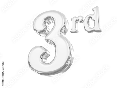 3rd Anniversary Silver Number 3D