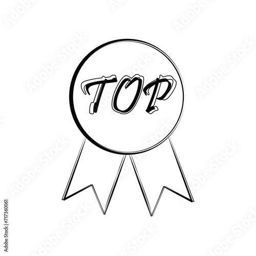 Sketching art medal top champion trophy Star performer medallion honoring sport winning and top achievements in business