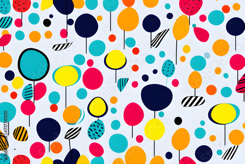 Colorful Doodle Seamless Patterns for Creative Kids: A Fun Background with Minimalist Style Simple Party confetti textures and trendy doodles! generative ai