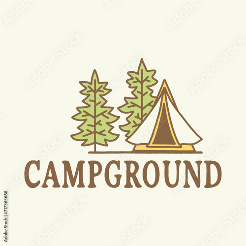 campground graphic playground design tent illustration forest logo tree vintage typography