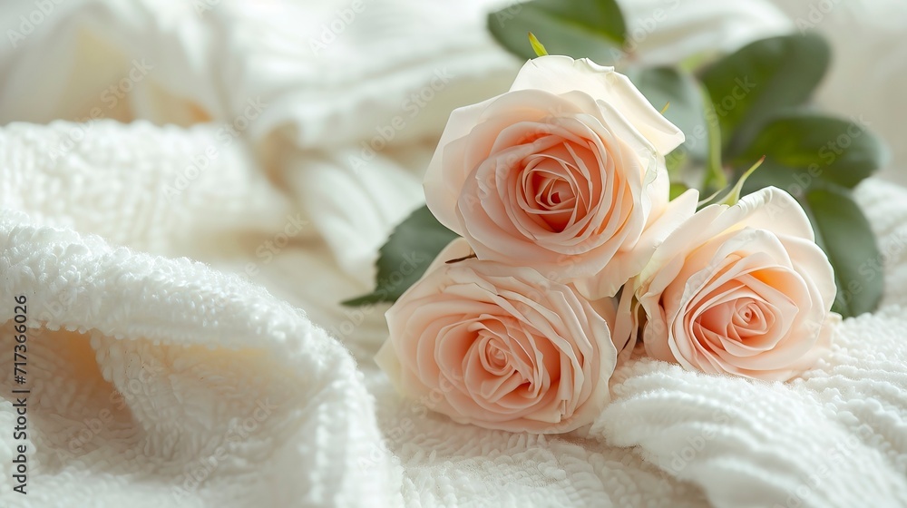 Elegant Roses on Pristine White for Serene Mornings