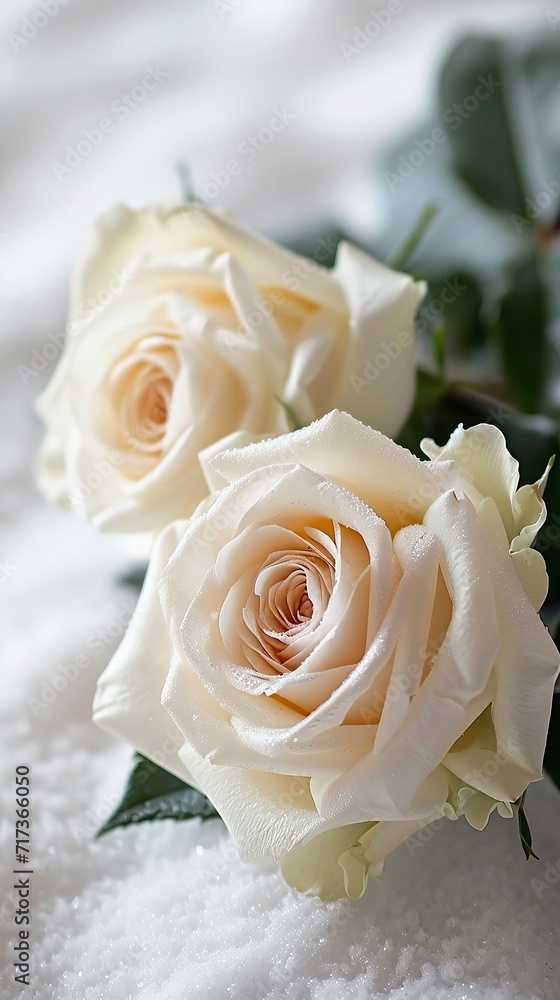 Elegant Roses on Pristine White for Serene Mornings Elegant Roses on Pristine White for Serene Mornings