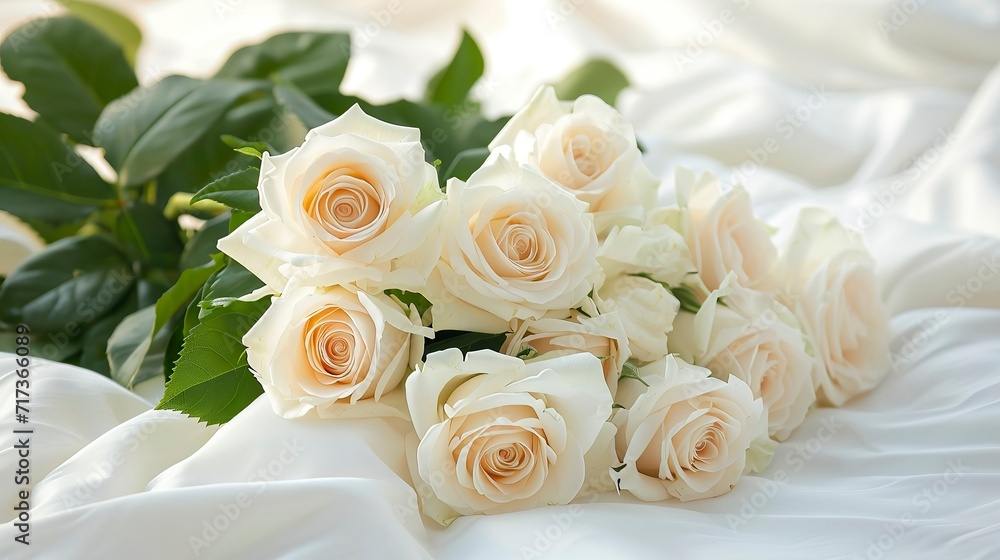 Obraz premium Elegant Roses on Pristine White for Serene Mornings