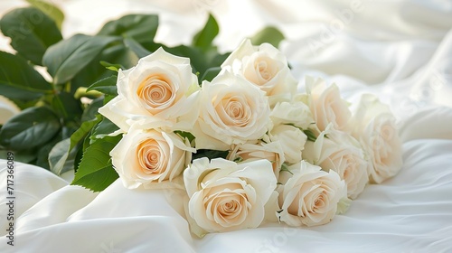 Elegant Roses on Pristine White for Serene Mornings © CREATIVE STOCK