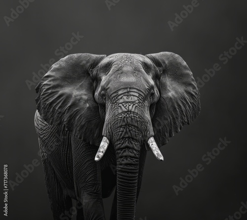 Majestic elephant black and white large animal portrait