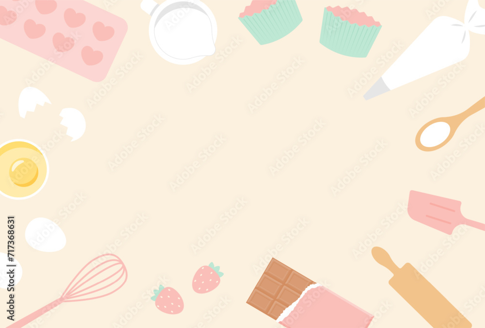 vector background with a set of making sweets icons for valentine's day ...