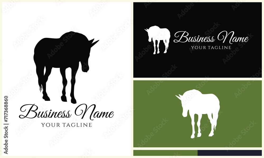 silhouette donkey unicorn logo template