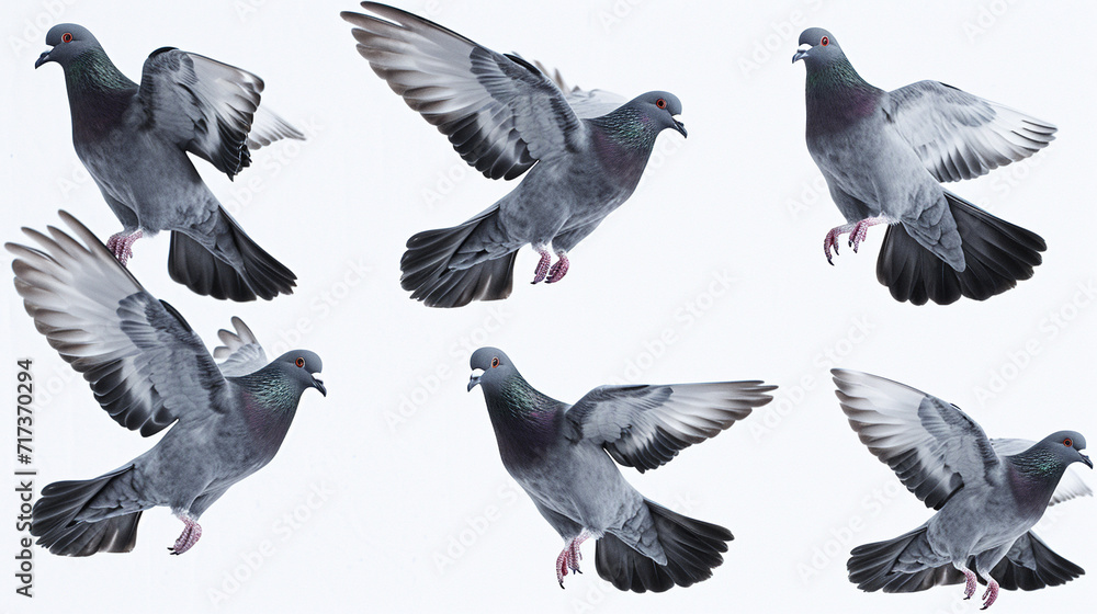 pigeon isolated on white - obrazy, fototapety, plakaty 