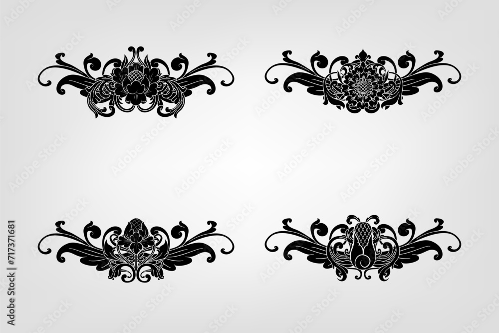 Classical Baroque Filigree Decoration Ornament Vintage Floral Border Style Antique Art Retro