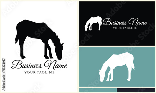 silhouette donkey unicorn logo template