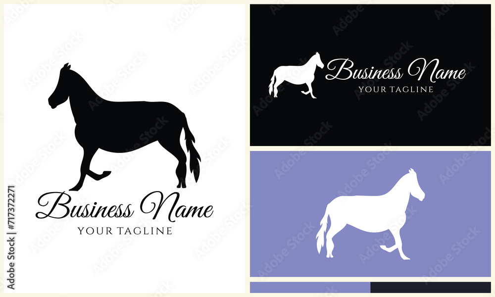 silhouette donkey unicorn logo template