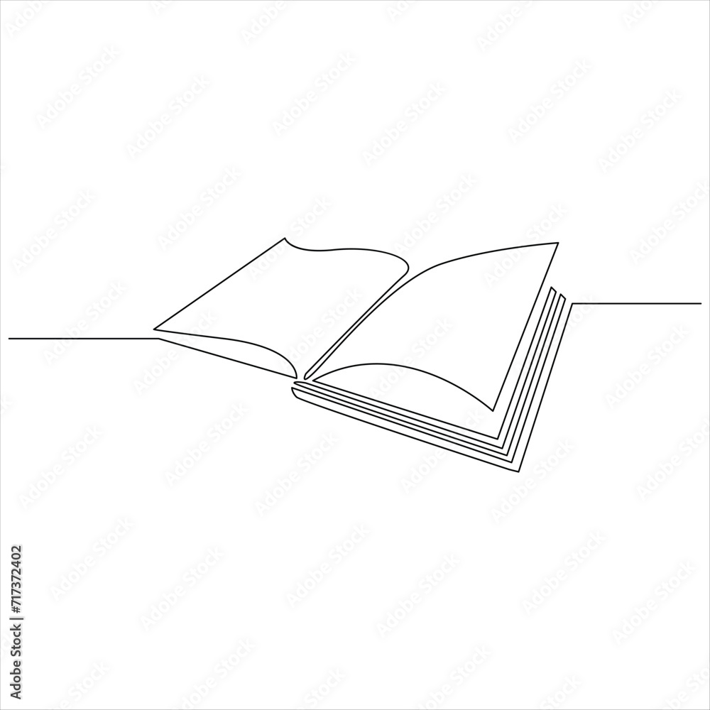 Continuous one line book drawing out line vector illustration design
Continuous one line book drawing out line vector illustration design