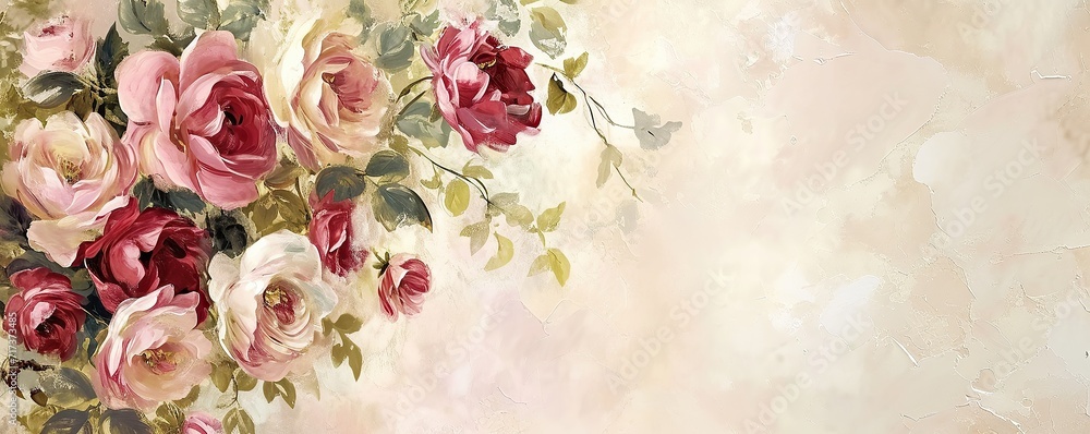 shabby chic walpaper, floral art with place for text. vintage wallpaper frame of  flower floral border.