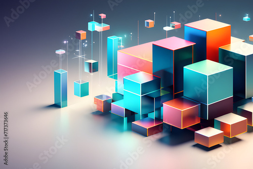 Examples of 3D geometric figures of different heights to represent the future generative ai