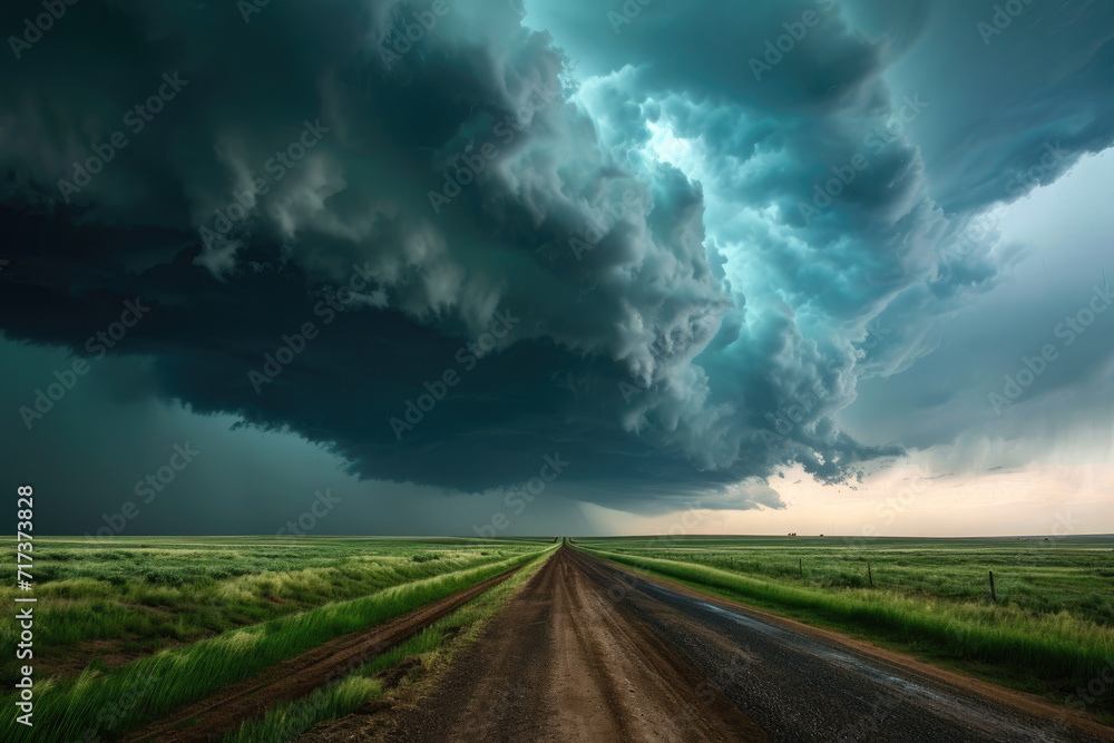Storm chasing over a grass field