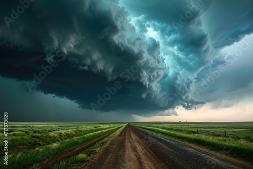 Storm chasing over a grass field